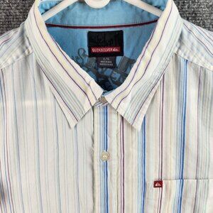 Quicksilver XL Colorful Multicolor Vertical Striped Short Sleeve Button Up Shirt